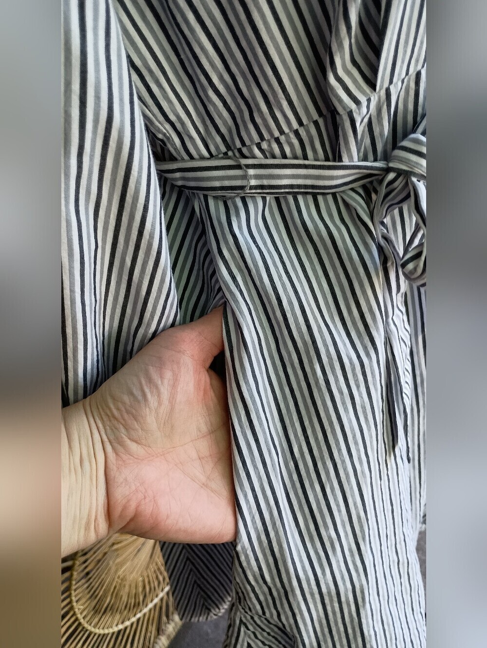 Calvin Klein 100% Cotton Blue/White Striped Shirt Dress with Pockets_10 - Picture 4 of 10